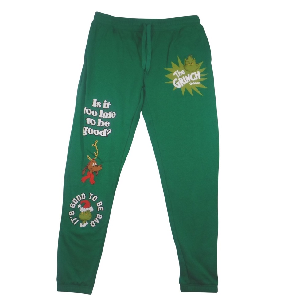 Dr Seuss The Grinch Green Jogger Sweatpants Mens M Holiday Christmas Mad Engine